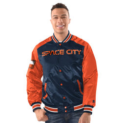 Houston Astros Navy Orange City Connect Starter Satin Varsity Full Snap Jacket