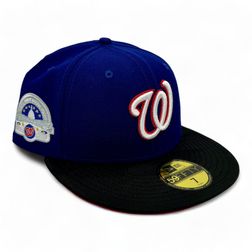 Washington Nationals Blue and Black Camo Leqroq Pack Robert F Kennedy Stadium Patch Red UV New Era 59Fifty Fitted Hat