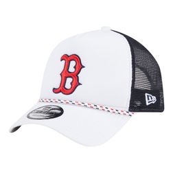 Boston Red Sox White Court Sport New Era 9FORTY A-Frame Trucker Snapback