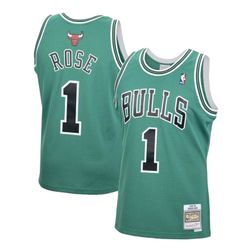 Youth Chicago Bulls Derrick Rose Mitchell & Ness 2008-09 Hardwood Classics Swingman Green White Jersey