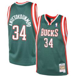 Youth Milwaukee Bucks Giannis Antetokounmpo Mitchell & Ness 2013-14 Hardwood Classics Swingman Green Jersey