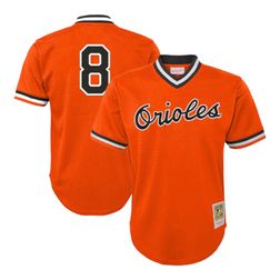 Baltimore Orioles Cal Ripken Jr Mitchell & Ness Youth Cooperstown Collection Orange Mesh BP Jersey