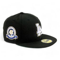 Los Angeles Dodgers Black Jackie 42 Patch Green UV 59FIFTY Fitted Hat