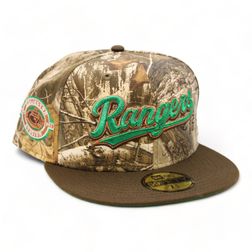 Texas Rangers RealTree Edge and Brown FHN Texas Ranger Arlington Stadium Patch Green UV New Era 59Fifty Fitted Hat