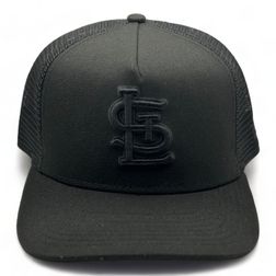 St. Louis Cardinals All Black Trucker Mesh New Era A-Frame 9FORTY Snapback Hat