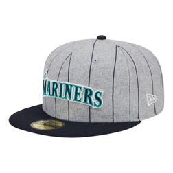 Seattle Mariners Gray Heather Pinstripe New Era 59FIFTY Fitted Hat