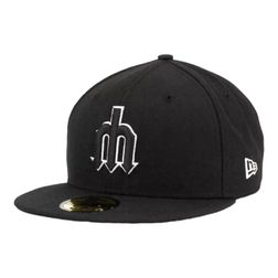 Seattle Mariners Black and White Trident Logo New Era 59FIFTY Fitted Hat