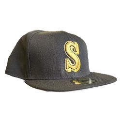 Seattle Mariners Black and Gold Cooperstown S Logo New Era 59FIFTY Fitted Hat