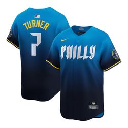 Philadelphia Phillies Trae Turner Blue City Connect Nike Limited Player Jersey