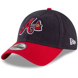 Atlanta Braves Navy and Red Tomahawk Basic Core Classic New Era 9TWENTY Adjustable Hat