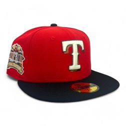 Texas Rangers Red and Black Final Season Patch Gray UV New Era 59FIFTY Fitted Hat