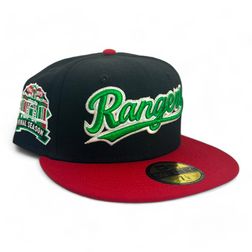 Texas Rangers Black Red and Green Final Season Patch Gray UV New Era 59FIFTY Fitted Hat