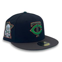 Minnesota Twins Black Brown Two Tone State Patch Green UV New Era 59FIFTY Fitted Hat