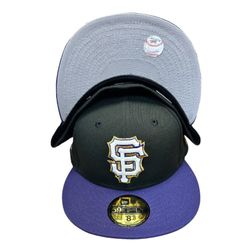 San Francisco Giants Black and Purple 2010 WS Patch Gray UV New Era 59FIFTY Fitted Hat