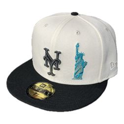 New York Mets Chrome and Black Statue of Liberty Gray UV New Era 59FIFTY Fitted Hat