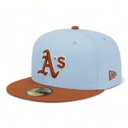 Oakland Athletics Pastel Blue and Tan Two Tone Gray UV New Era 59FIFTY Fitted Hat