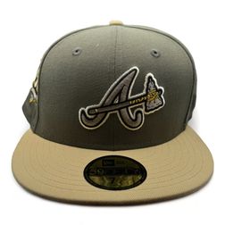 Atlanta Braves Olive and Tan Two Tone 150th Anniversary Patch Gray UV New Era 59FIFTY Fitted Hat