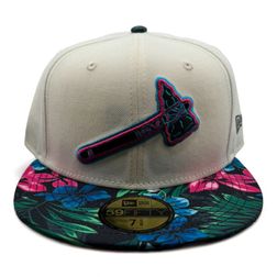 Atlanta Braves Chrome with Dark Floral Gray UV New Era 59FIFTY Fitted Hat