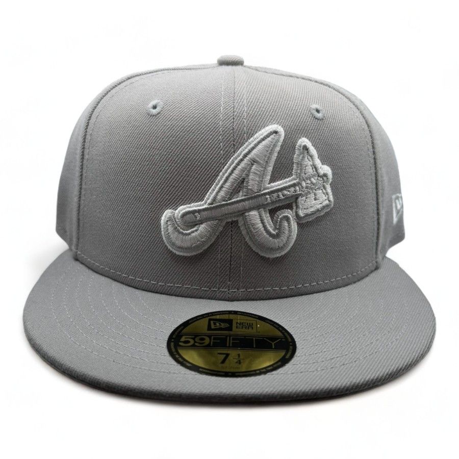 Atlanta Braves Light Gray with White Script Gray UV New Era 59FIFTY Fitted Hat