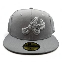 Atlanta Braves Light Gray with White Script Gray UV New Era 59FIFTY Fitted Hat