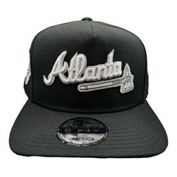 Atlanta Braves Black and Silver Metallic 1995 WS Patch New Era A-Frame Snapback Hat