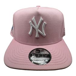 New York Yankees Pink 1999 WS Patch New Era A-Frame Snapback Hat