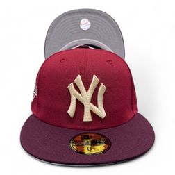 New York Yankees Red and Maroon Leon in the Lab 1996 WS Patch Gray UV 59FIFTY Fitted Hat