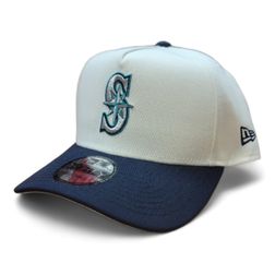 Seattle Mariners Chrome and Navy New Era A-Frame Snapback Hat