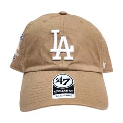 Women's Los Angeles Dodgers Tan Worlds Best Mom Embroidered '47 Brand Clean Up Adjustable Hat