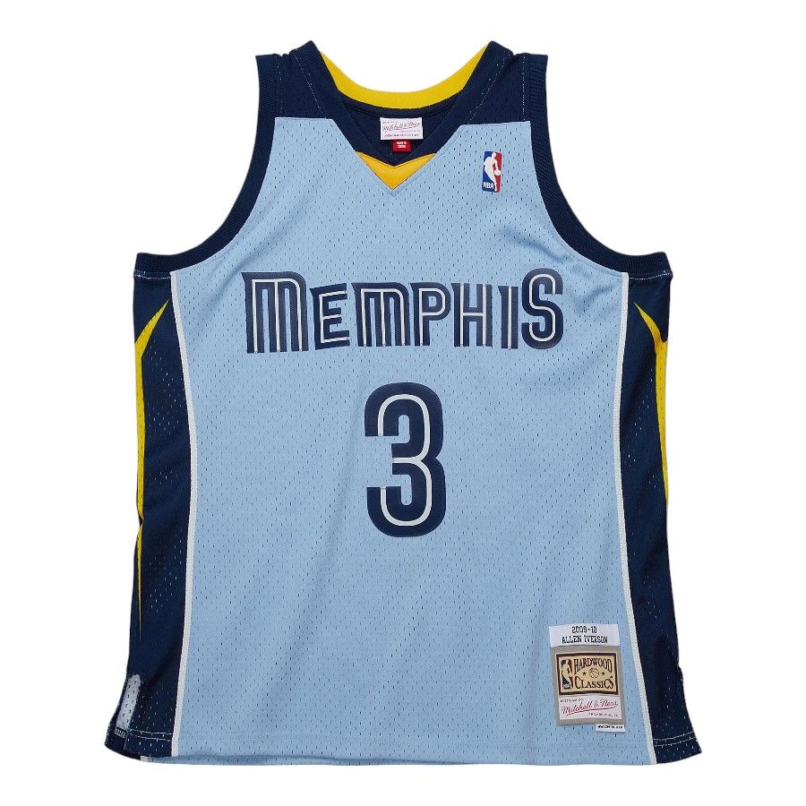 Memphis Grizzlies Allen Iverson Mitchell Ness 2009 10 Hardwood Classics Swingman Player Blue Alternate Jersey