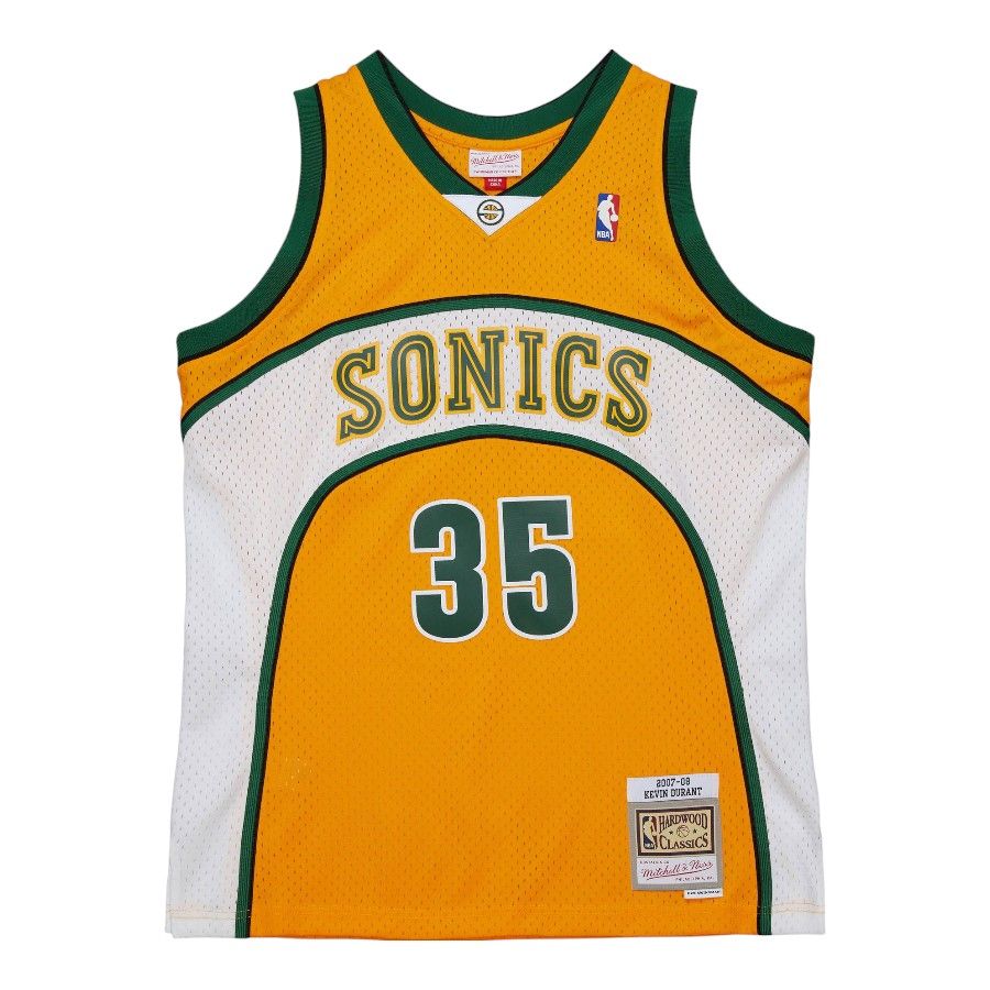 Seattle SuperSonics Kevin Durant Mitchell Ness 2007 08 Hardwood Classics Swingman Player Yellow Alternate Jersey