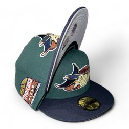 Tampa Bay Rays Dark Green Navy Two Tone Tropicana Field Patch Gray UV New Era 59FIFTY Fitted Hat