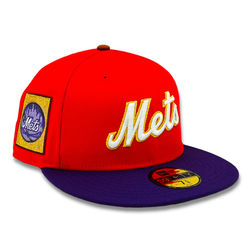 New York Mets Red Purple Two Tone 25th Anni Patch Green UV New Era 59FIFTY Fitted Hat