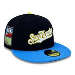 San Francisco Giants Black Blue Two Tone 2007 ASG Patch Green UV New Era 59FIFTY Fitted Hat