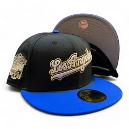 Los Angeles Dodgers Black and Blue 40th Anniv Patch Grey UV New Era 59FIFTY Fitted Hat