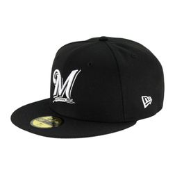 Milwaukee Brewers Black and White Gray UV 59FIFTY Fitted Hat