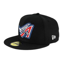 Los Angeles Angels Black Cooperstown Angel Wings Logo Gray UV 59FIFTY Fitted Hat