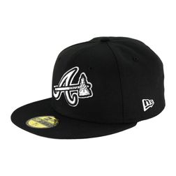 Atlanta Braves Black and White Tomahawk Logo Gray UV 59FIFTY Fitted Hat