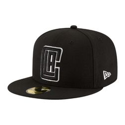 Los Angeles Clippers Black with White Outline NBA New Era 59FIFTY Fitted Hat