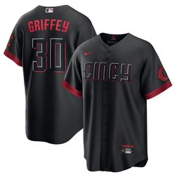 Cincinnati Reds Ken Griffey Jr Black City Connect Nike Player Jersey