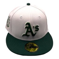 Oakland Athletics White and Green 50th Patch Gray UV 59FIFTY Fitted Hat