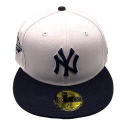 New York Yankees White and Navy 1996 WS Patch Gray UV 59FIFTY Fitted Hat