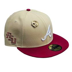 Atlanta Braves Tan Red Two Tone Leon in the Lab FSU Patch Green UV 59FIFTY Fitted Hat