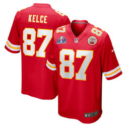 Youth Kansas City Chiefs Travis Kelce Super Bowl LVIII Patch Red Nike Game Jersey