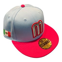 Mexico Sky Blue Pink Two Tone Mexico Flag Patch New Era 59FIFTY Fitted Hat