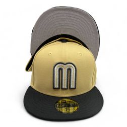 Mexico Vegas Gold and Black Gallo Patch Gray UV New Era 59FIFTY Fitted Hat