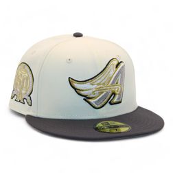 Los Angeles Angels Cream and Graphite "DPM Stock Pack" 50th Anniversary Patch Gray UV New Era 59Fifty Fitted Hat