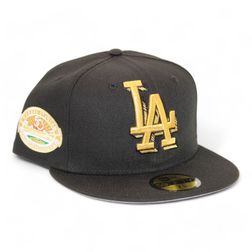 Los Angeles Dodgers Black "DPM Stock Pack" 50th Anniversary of Dogers Stadium Patch Gray UV New Era 59Fifty Fitted Hat