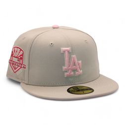 Los Angeles Dodgers Stone "DPM Stock Pack" 50th Anniversary Patch Pink UV New Era 59Fifty Fitted Hat