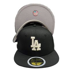 Kids Los Angeles Dodgers Black "Just Another Day" 100th Anniv Patch Gray UV New Era 59FIFTY Fitted Hat